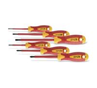 HÖGERT TECHNIK Lot de 6 tournevis isolés magnétiques avec poignée antidérapante Tournevis cruciforme et tournevis plat 1000 V Tournevis manuel en acier S2 Rouge/jaune