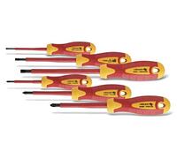 HÖGERT TECHNIK Lot de 6 tournevis isolés magnétiques avec poignée antidérapante Tournevis cruciforme et tournevis plat 1000 V Tournevis manuel en acier S2 Rouge/jaune