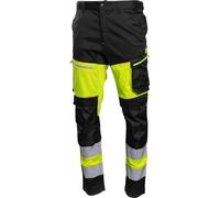 Högert Technik - Pantalon Haute visibilité Greg, Jaune, Pantalon pour Homme avec Impressions réfléchissantes segmentées, Poches pour genouillères, Waist System, en ISO 20471 Classe 1, 240 g/m², 2XL