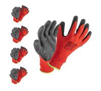 Högert Technik RODER Lot de 12 paires de gants enduits de latex Rouge/noir Taille 8 Résistant à l'abrasion et flexibles Idéal pour les travaux de montage et d'entretien précis