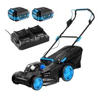 HÖGERT TECHNIK - Tondeuse à Gazon sans Fil Set 43 cm 2x18V, Tondeuse électrique sans balais avec 2X Batteries 4,0 Ah, Chargeur Duo et bac de ramassage, Tondeuse de Jardin sans Fil Set Complet