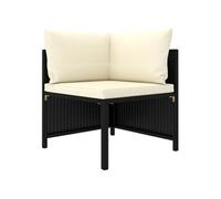 vidaXL Canapé d'angle modulaire avec coussins noir Poly rotin