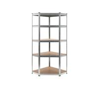 vidaXL Étagère d'angle 5 étagères – Argenté, acier et bois composite