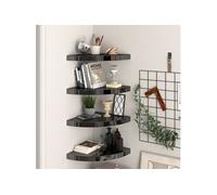 vidaXL 4X Etagères d'angle Flottantes Etagères Murales Bibliothèque Supports Panneaux Muraux Salon Chambre Intérieur Noir Brillant 35x35x3,8 cm MDF