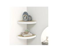 vidaXL ?tag¿¿res d'angle murales 2 pcs Ch¿ºne et blanc 25x25x3,8 cm MDF