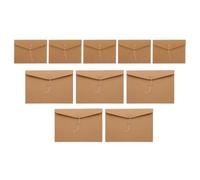 Hoement 10pcs Chemises de Classement en Papier Kraft A4 Format Lettre avec Fermeture à Cordon, Pochettes Horizontales Vintage pour Organisation Polyvalente à L'école et Projets Personnels