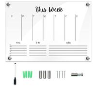 Hoement 1ensemble Calendrier Mural Acrylique Effaçable à Sec Planificateur Mensuel Transparent avec Support Mural et Accessoires pour Organisation Hebdomadaire