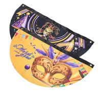 Hoement 2 Pièces Guirlande de Fanions Demi-éventail Mardi Gras en Polyester Pongee et Tricot, Décoration Charmante pour Festival de Carnaval Intérieur et Extérieur