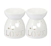 Hoement 2 Pièces Lampe Décorative Parfumée en Céramique, Diffuseur D’Huile | Blanc, Usage Bureau et Présent de Crémaillère, Décoration D’ambiance, Diffusion Rapide, Simple à Utiliser