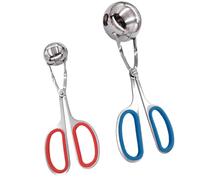 Hoement 2pièces Inox Boulette Clip Lot Rondelles Viande Cuillère Cuisine Boulettes Riz Shrimps Tofu Chinois Outils Cuisson Boules Petits Grands Modèles Rouge Bleu