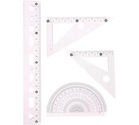 Hoement 3 Ensembles Kit de Dessin Géométrique Règle Plastique Rose, Rapporteur Précis et Équerre, Surface Lisse et Résistante, pour Enseignants et Artistes Lors Rentrée Scolaire