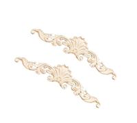 Hoement Applique Beige 2pcs Motifs Délicats en Bois Sculpté Européen Facile à Peindre, Style Naturel et Créatif pour Porte D'armoire Décorative pour Meuble Déco