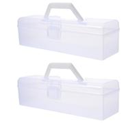 Hoement Boîte de Rangement Plastique Transparente pour Outils de Calligraphie et Peinture, Format Compact 2 Pièces, Étui Léger et Portable pour Organisation Artistique et Stockage