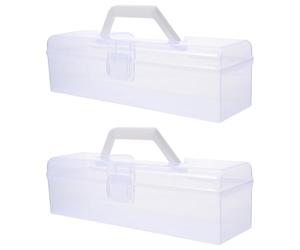 Hoement Boîte de Rangement Plastique Transparente pour Outils de Calligraphie et Peinture, Format Compact 2 Pièces, Étui Léger et Portable pour Organisation Artistique et Stockage
