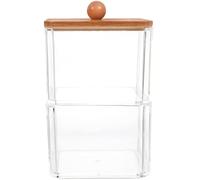 Hoement Boîte de Rangement Transparent Empilable pour Cotons et Cotons-tiges Organiseur Multi-Usage Petit Format pour Accessoires de Beauté et Salle de Bain