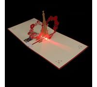 Hoement Carte D'anniversaire Lumineuse Tour Eiffel 3d en Papier Blanc Musique pour Fête D'anniversaire et Occasions Spéciales