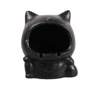 Hoement Cendrier en Céramique Forme Chat Mignon Noir Grosse Capacité Polyvalent pour Décoration Maison et Patio Usage Intérieur et Extérieur