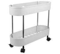 Hoement Chariot Double Niveaux de 2 à ou Rangement en roulettes Design Couche, Facile à Nettoyer, Position Réglable, Cuisine, Salle de Bain Bureau