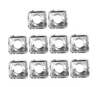 Hoement Couvercles de Brûleur de Cuisinière Argentée en Aluminium 10pcs Protection Pratique Réutilisables et Anti-huile pour Plaque à Gaz Cuisine Quotidienne