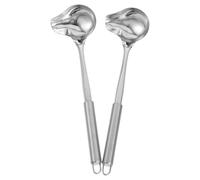Hoement Cuillères à Soupe Bec Verseur Ergonomique et Solide Lot de 2 en Acier Inoxydable Ustensiles Cuisine Argentés pour Buffet et Restaurants
