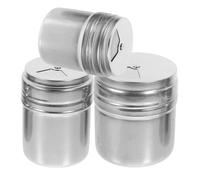 Hoement Ensemble 3 Pièces Pots à Épices en Acier Inoxydable Porte-cure-dents, Sucrier et Salière, Design Moderne et Facile à Verser Cuisine Professionnelle