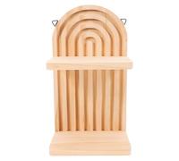 Hoement Étagère Murale à Double Couche en Bois pour Rangement Décoratif | Maison, Salon, Couleur Kaki, Support pour Pot de Fleurs et Jardinière, Style Chic
