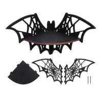 Hoement Étagère Murale d'angle Étagère de Rangement Décorative Motif Toile D'araignée Creux en Bois Noire, Design Simple et Résistant pour Décoration Intérieure