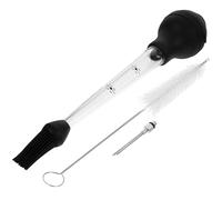 Hoement Injecteur D'assaisonnement pour Dinde en Acier Inoxydable et Silicone Noir, Aiguille à Marinade Brosse Intégrée, Ustensile Cuisine Pratique pour Barbecue et Cuisson de Viande