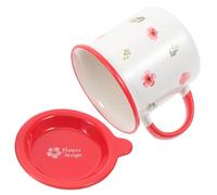 Hoement Mug Gobelet de Stockage D'eau avec Couvercle en Céramique Rouge Robuste et Léger Tasse Vintage Pratique et Élégant pour Bureau ou Maison