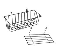 Hoement Panier Mural en Fil Métallique Noir Résistant Rouille sans Accumulation d'eau, Étagère Droite pour Rangement Pratique Maison L'hôtel, Lot de 2 Set de Set de Pièces