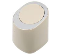 Hoement Petite Corbeille de Bureau en Plastique Abs avec Couvercle à Pression, Design Moderne Beige, pour Bureau et Salle de Bain, Poubelle Pratique et Compacte