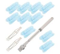 Hoement Plumeau Télescopique Chiffon Non Tissé Lavable en Alliage D'aluminium avec Tête Pivotante 360° Ergonomique pour Nettoyage de Plafond et Poussière Haute