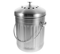 Hoement Poubelle à Compost Cuisine en Acier Inoxydable 5l avec Couvercle et Filtre à Charbon, Design Compact et Capacité Spacieuse pour Déchets Alimentaires sur Plan de Travail