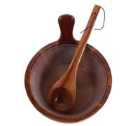Hoement Set Accessoires Sauna en Bois Rustique 4l avec Cuillère, Style Classique et Charme Traditionnel pour Spa et Salles de Bain Familiales, Prévient Éclaboussures et Réduit Risques