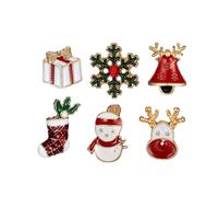Hoement Set de 6 Broches à Motif de Noël en Alliage Délicat, Accessoires de Costume Raffinés pour Décoration Festive et Idée Présent pour Toutes Occasions