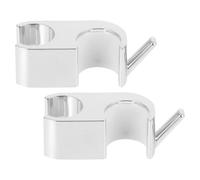 Hoement Support de Pommeau Abs Argenté Réglable et Compact, Crochet Double Boucle pour Barre de 24-25mm, pour Accessoires de Salle de Bain, Lot de 2 Pièces