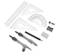 Hoement Trousse à Outils pour Étudiants Compas Précis, Lot de Règles en Plastique et Alliage, Portable pour Fournitures Scolaires et Dessin Architectural