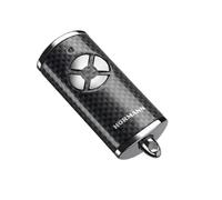 Hörmann 4511585 Émetteur manuel HSE 4 BS (fréquence 868 MHz, carbone brillant, motorisation de porte de garage avec capuchons chromés, piles, dimensions 28 x 70 x 14 mm, anneau inclus)