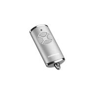 Hörmann Émetteur manuel HSE 4 BS (fréquence 868 MHz, argent brillant, motorisation de porte de garage avec capuchons chromés, piles, dimensions 28 x 70 x 14 mm, anneau inclus) 4511581