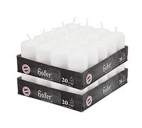 Hofer Bougie Blanche Pilier - Lot de 40 Petite Bougies Sans Parfum - 4 x 7 cm - 11 Heures Longue Durée de Bougie pour Déco - Cire Qui ne Coule Pas - Non Toxique - Mèche Sans Fumée