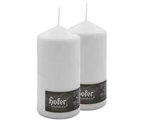 Hofer Bougies grandes blanches à colonne - 10 x 20 cm - 2 bougies décoratives cylindriques - Longue durée de vie de 110 heures - Cire anti-goutte, sans fumée - Non parfumées - Qualité RAL
