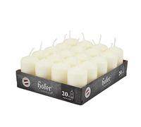 Hofer Bougies Ivoire Pilier - Lot de 20 Petite Bougies Non Parfumées - 4 x 7 cm - 11 Heures Longue Durée de Bougie Décorative - Cire Qui Ne Coulent Pas - Non Toxique - Mèche Sans Fumée