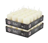 Hofer Bougies Ivoire Pilier - Lot de 40 Petite Bougies Sans Parfum - 4 x 7 cm - 11 Heures Longue Durée de Bougie pour Déco - Cire Qui ne Coule Pas - Non Toxique - Mèche Sans Fumée