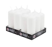 Hofer Bougies Pilier - 12 pièces - 54 heures de combustion - Blanc - 6 cm x 16,5 cm - Cire non parfumée, sans gouttes, longue durée, qualité UE