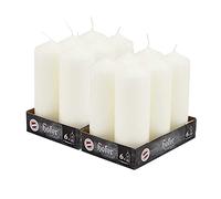 Hofer Bougies Pilier - 12 pièces - 54 heures de combustion - Ivoire - 6 cm x 16,5 cm - Cire non parfumée, sans gouttes, longue durée, qualité UE