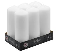 Hofer Bougies Pilier - 6 pièces - 54 heures de combustion - Blanc - 6 cm x 16,5 cm - Cire non parfumée, sans gouttes, longue durée, qualité UE