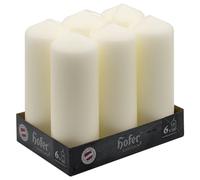 Hofer Bougies Pilier - 6 pièces - 54 heures de combustion - Ivoire - 6 cm x 16,5 cm - Cire non parfumée, sans gouttes, longue durée, qualité UE