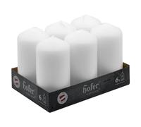 Hofer Bougies Piliers - Blanc - Lot de 6 Petit Bougie Décorative - 6 X 12 cm - Longue Durée 39 Heures - Sans Parfum - Cire qui Ne Coule Pas - Mariage, Noël