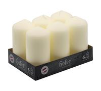 Hofer Bougies Piliers - Ivoire - Lot de 6 Petit Bougie Décorative - 6 X 12 cm - Longue Durée 39 Heures - Sans Parfum - Cire Ne Coule Pas - Mariage, Noël