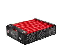 Hofer Bougies pour chandelabres - 23 x 250 mm - Couleur rouge - Lot de 30 bougies coniques longues - Longue durée de vie de 7 heures - Non parfumées - Qualité RAL
